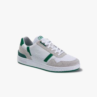 Lacoste Men's T-clip Leather And Suede Sneakers In Wht,green