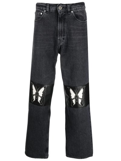 OUR LEGACY BUTTERFLY-PATCH WIDE-LEG JEANS