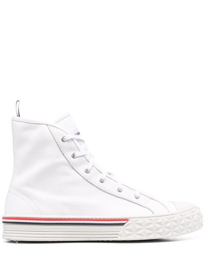 THOM BROWNE HIGH-TOP LEATHER SNEAKERS