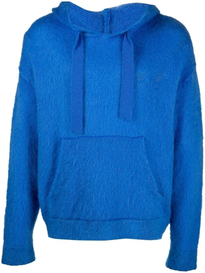 Off-white Arrows Mohair Hoodie In Blue