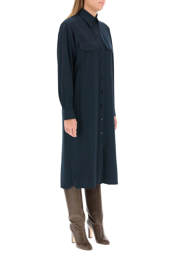 lemaire 柔软羊毛华达呢衬衫裙 in green | modesens