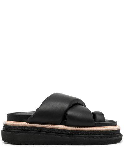 Sacai Black Multiple Sole Sandals In Schwarz | ModeSens