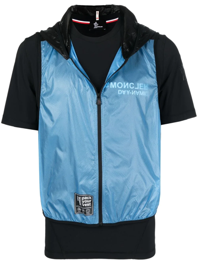 Moncler Two-in-one Technical Mesh And Jersey T-shirt In Schwarz